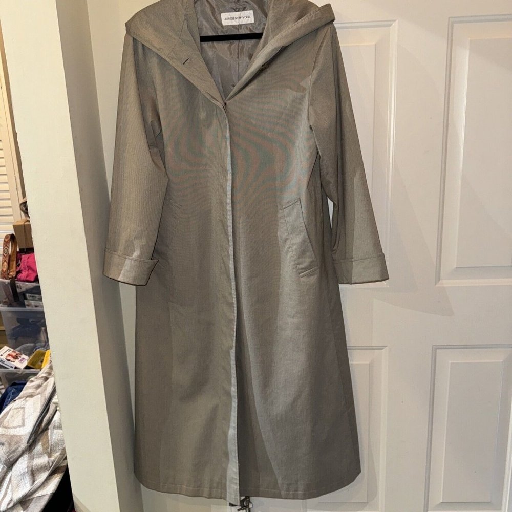 Jones New York Lined Trench Rain Work Biz Spring Dress Coat Cream Ladies 6 R